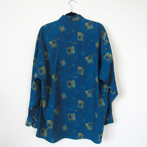 VINTAGE 80s Men's Artsy Printed Button Down Shirt - Picture 7 of 7